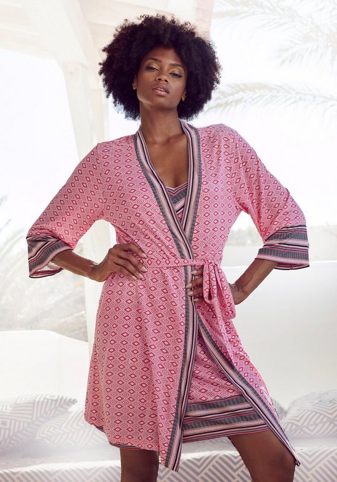 Vivance Dreams Kimono, Kurzform, Single-Jersey, Kimono-Kragen, Gürtel, in schönem Ethno-Design von Vivance Dreams