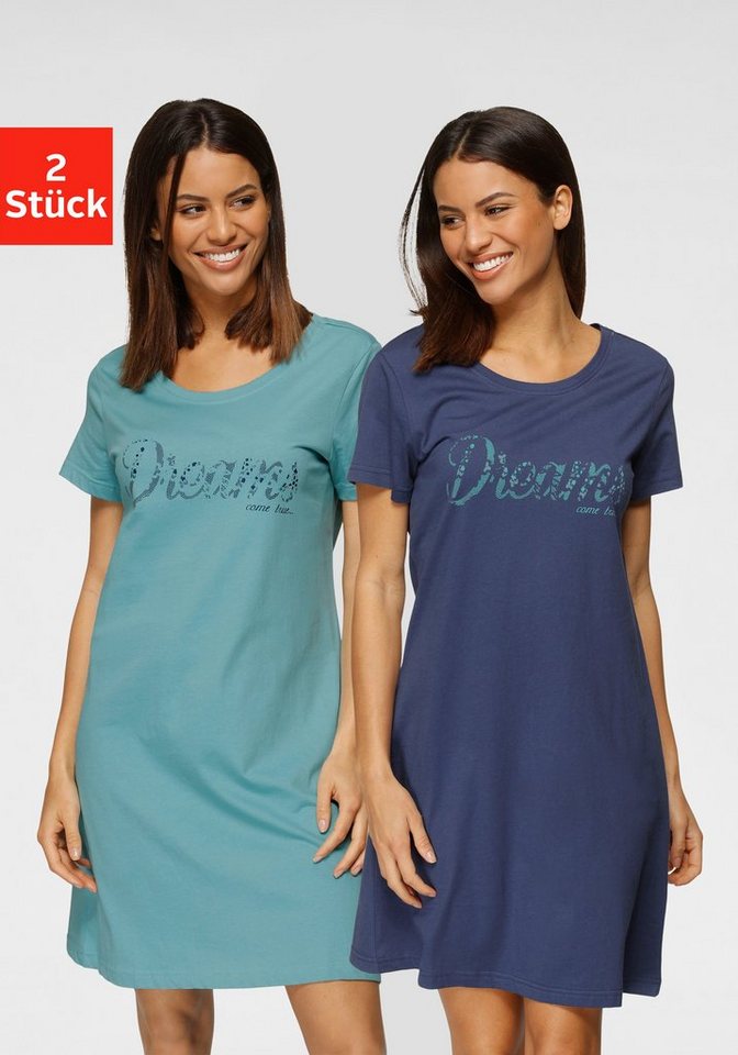 Vivance Dreams Sleepshirt (2er-Pack) mit Print in Spitzenoptik von Vivance Dreams