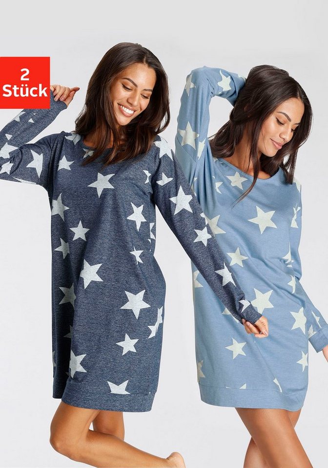Vivance Dreams Sleepshirt (2er Pack) mit Sterne-Druck von Vivance Dreams