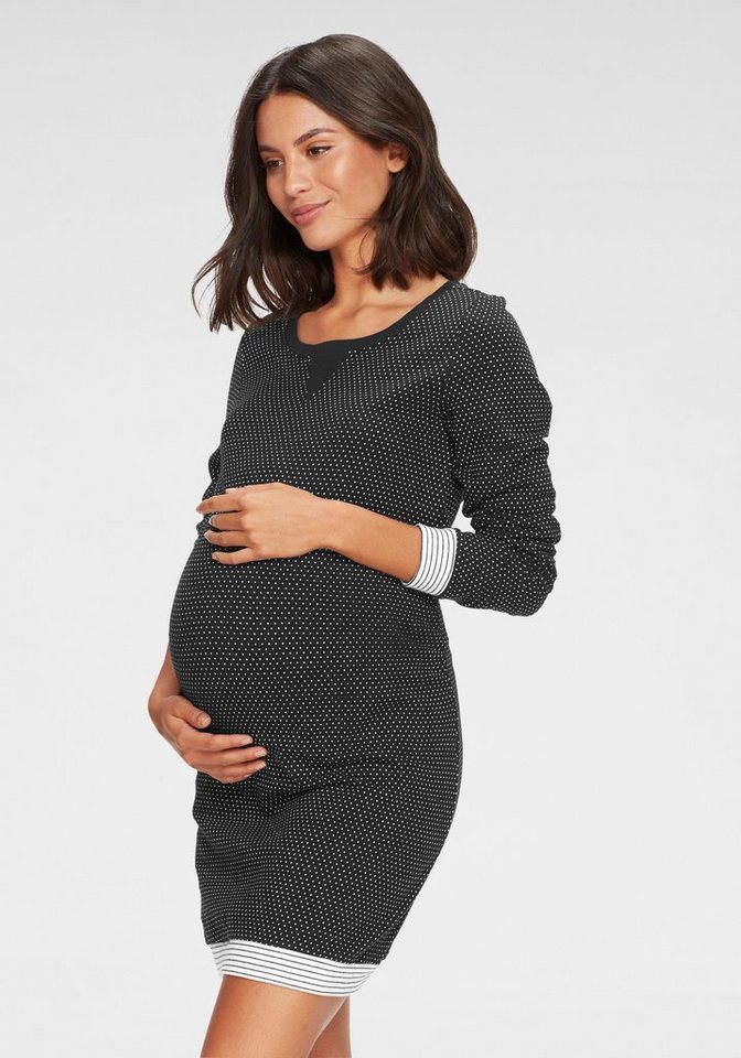 Vivance Dreams Umstandsnachthemd im Pünktchenmuster mit gestreiften Bündchen von Vivance Dreams