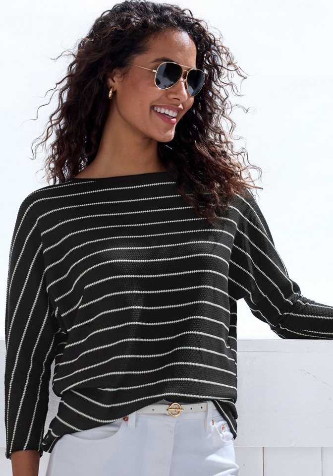 Vivance 3/4-Arm-Shirt mit modischer Streifenstruktur aus pflegeleichter Baumwoll-Viskose-Qualität von Vivance