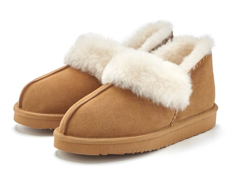 Vivance Plüsch Hausschuh, Pantolette, Pantoffel, Homeslippers Hausschuh mit kuscheligem Lammfell aus Leder von Vivance