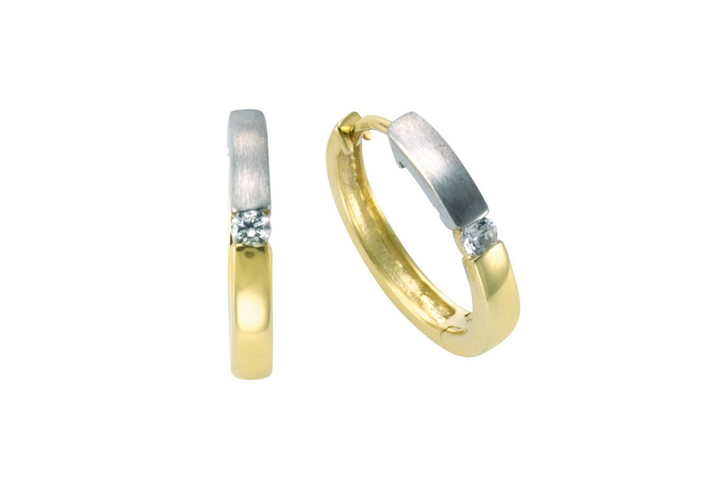 Vivance Paar Creolen 333 Gold zweifarbig 16mm Zirkonia von Vivance