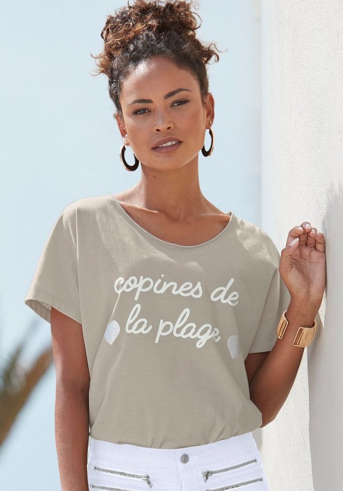 Vivance Kurzarmshirt mit Statement-Print vorne, T-Shirt aus Baumwolle, lockere Passform von Vivance
