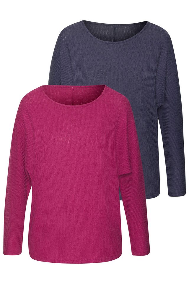 Vivance Langarmshirt in modischer Struktur-Optik (2er-Pack) aus pflegeleichter Strickqualität mit Viskose von Vivance