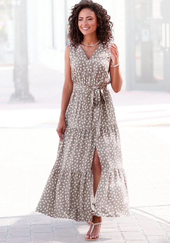 Vivance Maxikleid (mit Bindegürtel) und Alloverdruck, Sommerkleid mit Schlitz von Vivance