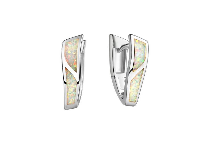 Vivance Paar Creolen 925-Sterling Silber rhodiniert synth. Opal weiß von Vivance