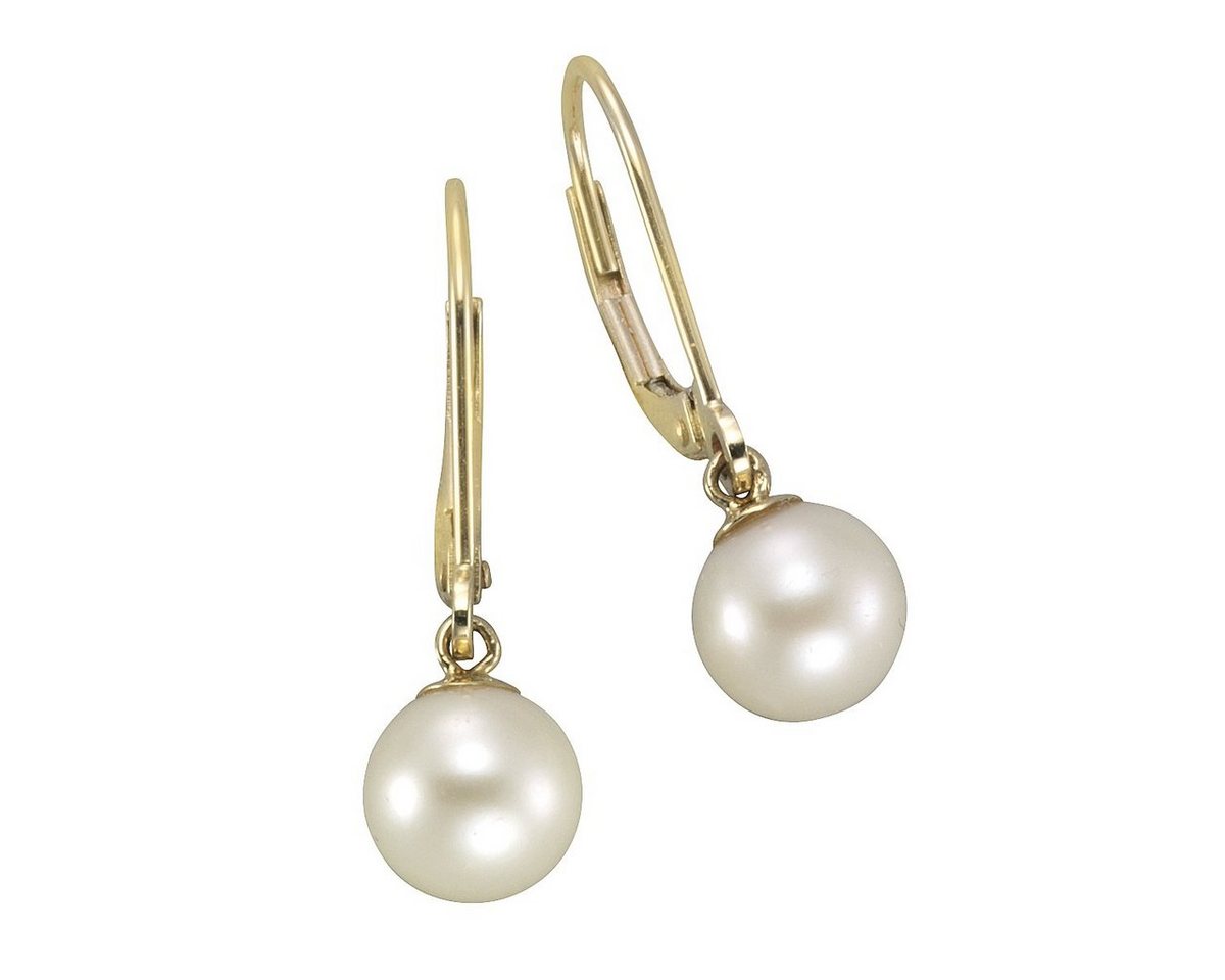 Vivance Paar Ohrhänger 375 Gold Perlen weiß 7-7,5mm von Vivance