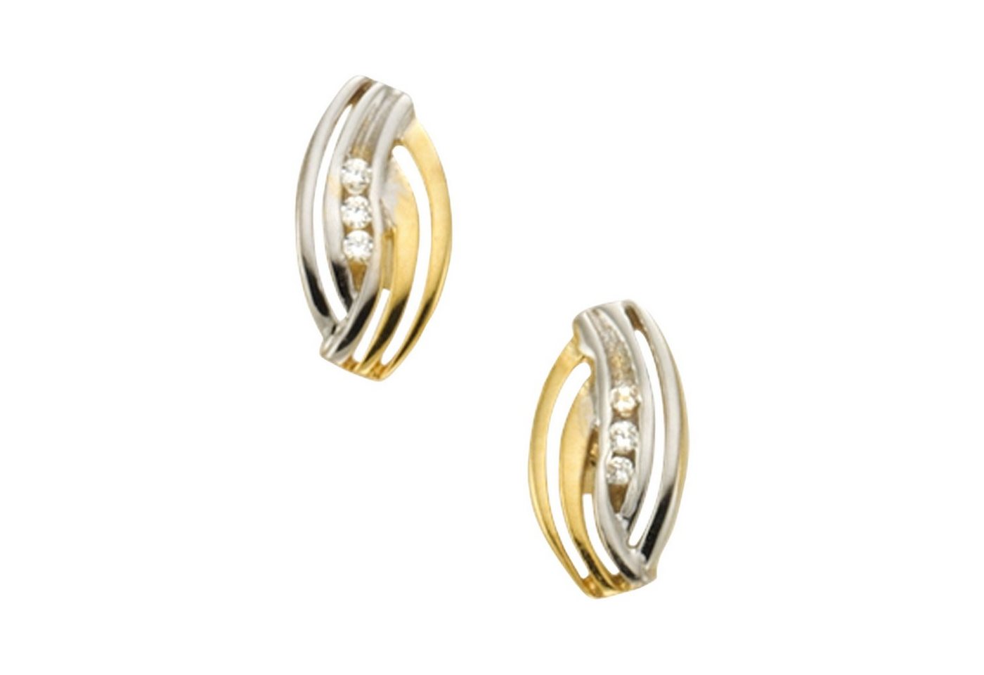 Vivance Paar Ohrstecker 333/- Gelbgold bicolor 6x Zirkonia von Vivance