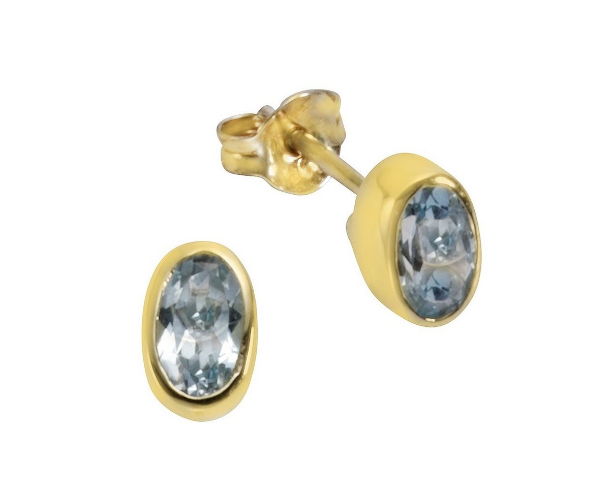 Vivance Paar Ohrstecker 333/- Gelbgold mit Blautopas (beh) von Vivance