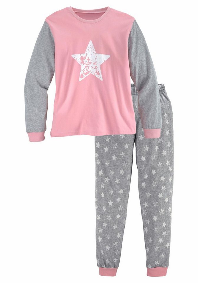 Vivance Pyjama (2 tlg., 1 Stück) in langer Form mit Sternen Print von Vivance