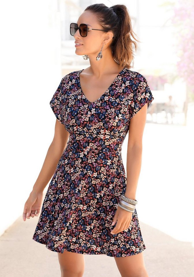 Vivance Sommerkleid mit Blumendruck und V-Ausschnitt, leichtes Strandkleid von Vivance