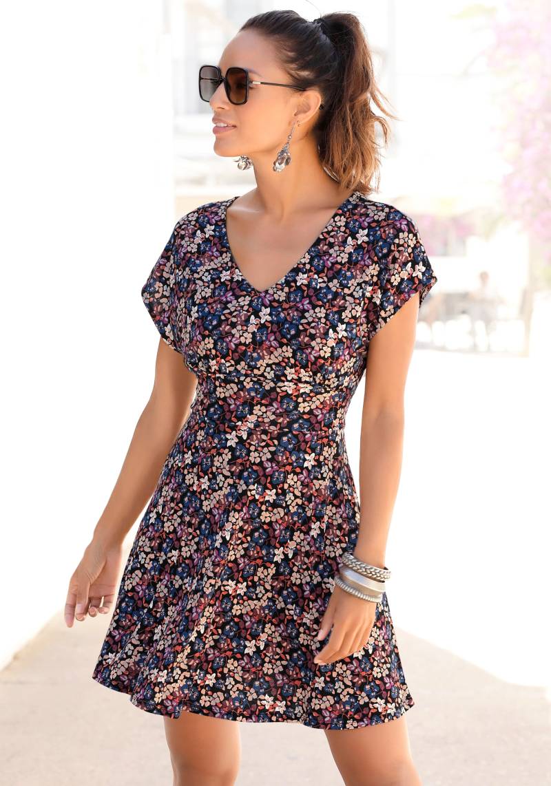 Vivance Sommerkleid mit Blumendruck und V-Ausschnitt, leichtes Strandkleid von Vivance