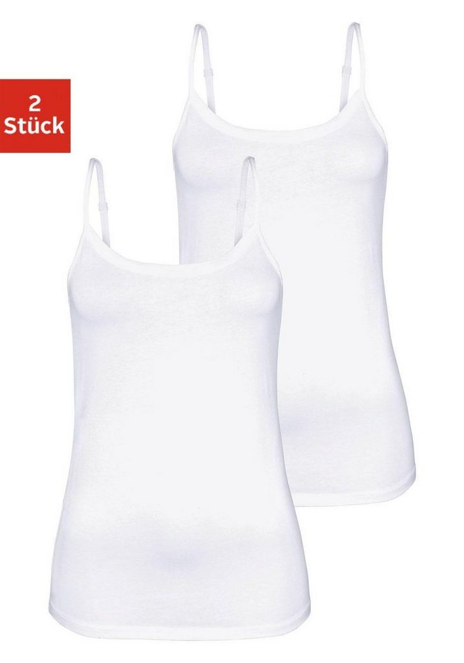 Vivance Spaghettitop mit verstellbaren Trägern (2er-Pack) aus elastischer Baumwoll-Qualität von Vivance