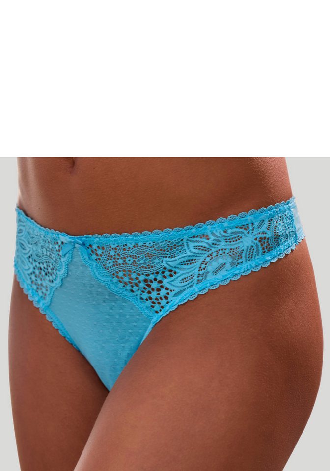 Vivance String mit seitlichen Spitzeneinsätzen in blumiger Optik von Vivance