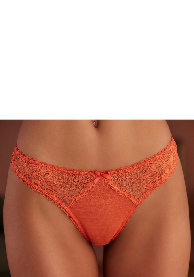 Vivance String mit seitlichen Spitzeneinsätzen in blumiger Optik von Vivance