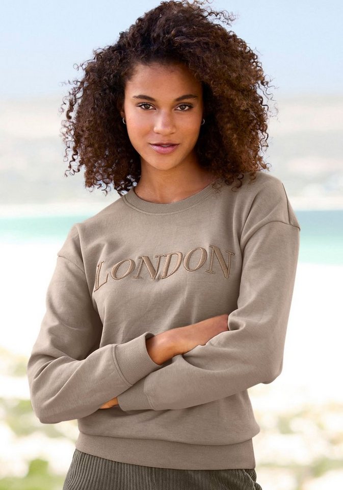 Vivance Sweatshirt -Loungeshirt mit London Stickerei, Loungeanzug, Loungewear von Vivance