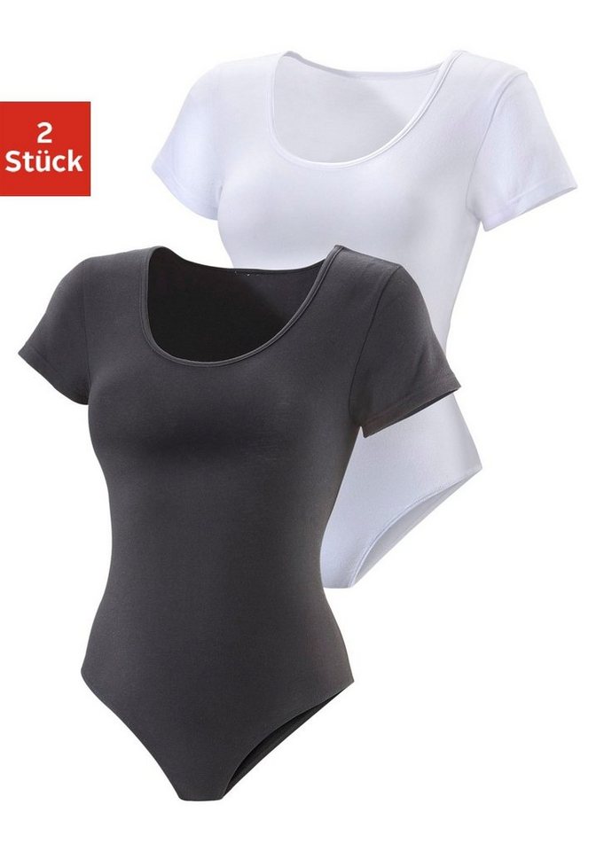 Vivance T-Shirt-Body (2er-Pack) aus elastischer Baumwoll-Qualität von Vivance