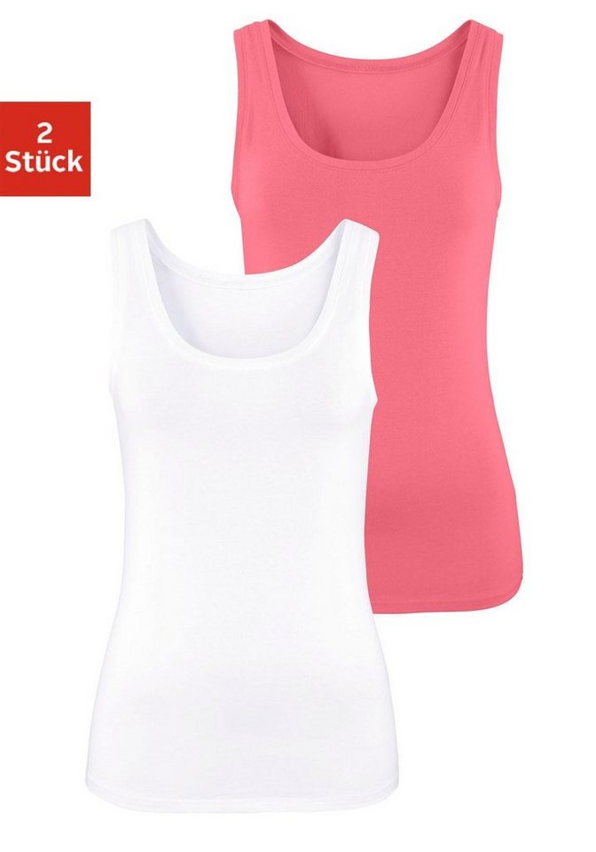 Vivance Tanktop (2er-Pack) aus elastischer Baumwoll-Qualität, Strandtop von Vivance