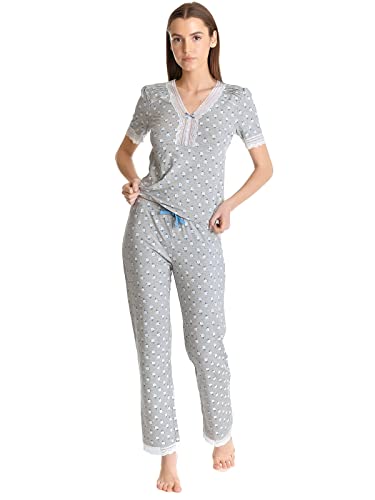 Vive Maria Blue Rose Damen Pyjama grau meliert Allover, Größe:L von Vive Maria