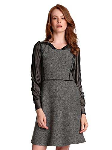 Vive Maria Cottage Girl Damen A-Linien-Kleid grau meliert/schwarz, Größe:L von Vive Maria