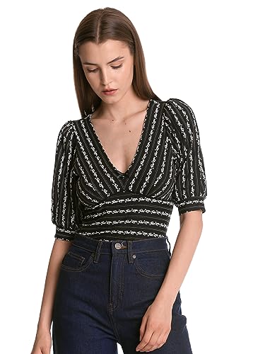 Vive Maria Dandy Stripes Damen V-Shirt schwarz Allover, Größe:XS von Vive Maria