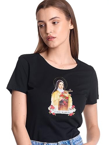 Vive Maria Holy Therese Damen T-Shirt, Farben:Schwarz, Größe:L von Vive Maria