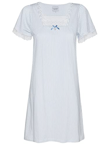 Vive Maria Penelope Damen Nachthemd blau Allover, eckiger Ausschnitt, gestreift, ohne Kragen, gerade, Kurzarm, Sleepwear, Knielang, Größe:L von Vive Maria