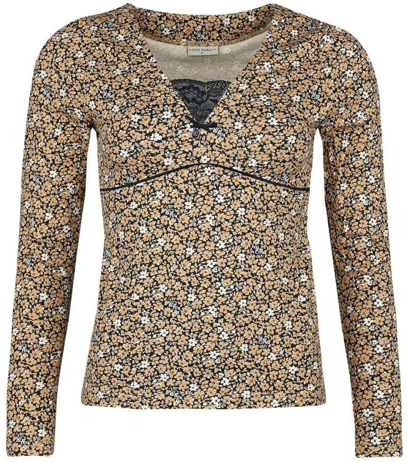 Vive Maria - Rockabilly Langarmshirt - Golden Flower Shirt - XS bis XXL - für Damen - Größe S - multicolor von Vive Maria