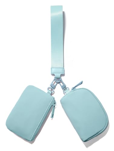 Viverte Mini-Geldbörse mit Reißverschluss für Damen, klein, tragbar, Schlüsselanhänger, Geldbörse, Doppeltasche, Handgelenk, adrette Dinge, Zuckerguss-Blau, Jundong002-03 von Viverte