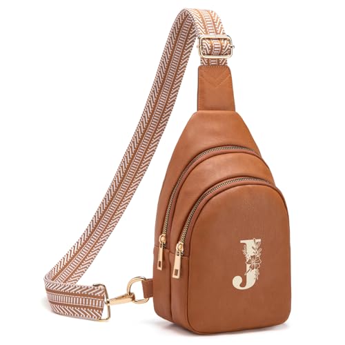 Viverte Umhängetasche für Damen, Initialen-Umhängetasche, Gürteltasche, personalisiertes Geschenk für Mutter, Frau, Frau, Braun, 6.69 x 2.95 x 10.23 inches, J Viverte Umhängetasche für Damen, Initialen-Umhängetasche, Gürteltasche, personalisiertes Geschenk für Mutter, Frau, Frau, Braun, 6.69 x 2.95 x 10.23 inches, J von Viverte
