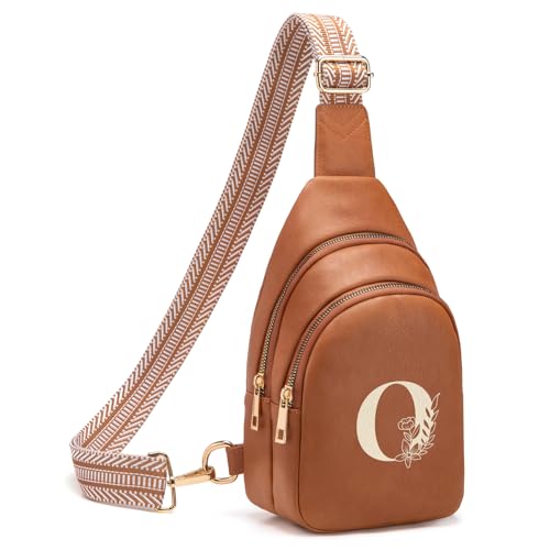 Viverte Umhängetasche für Damen, Initialen-Umhängetasche, Gürteltasche, personalisiertes Geschenk für Mutter, Frau, Frau, Braun, 6.69 x 2.95 x 10.23 inches, O Viverte Umhängetasche für Damen, Initialen-Umhängetasche, Gürteltasche, personalisiertes Geschenk für Mutter, Frau, Frau, Braun, 6.69 x 2.95 x 10.23 inches, O von Viverte