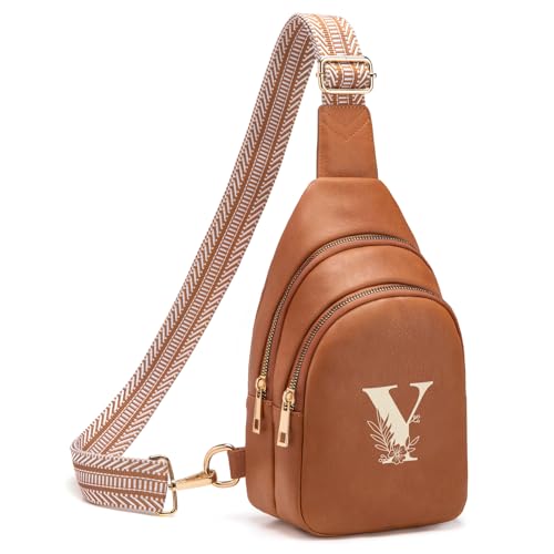 Viverte Umhängetasche für Damen, Initialen-Umhängetasche, Gürteltasche, personalisiertes Geschenk für Mutter, Frau, Frau, Braun, Y Viverte Umhängetasche für Damen, Initialen-Umhängetasche, Gürteltasche, personalisiertes Geschenk für Mutter, Frau, Frau, Braun, Y von Viverte