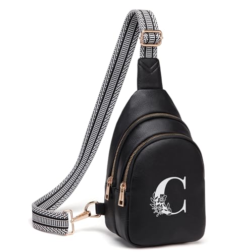 Viverte Umhängetasche für Damen, Initialen-Umhängetasche, Gürteltasche, personalisiertes Geschenk für Mutter, Frau, Frau, Schwarz, C Viverte Umhängetasche für Damen, Initialen-Umhängetasche, Gürteltasche, personalisiertes Geschenk für Mutter, Frau, Frau, Schwarz, C von Viverte