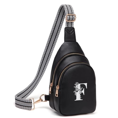 Viverte Umhängetasche für Damen, Initialen-Umhängetasche, Gürteltasche, personalisiertes Geschenk für Mutter, Frau, Frau, Schwarz, 6.69 x 2.95 x 10.23 inches, F Viverte Umhängetasche für Damen, Initialen-Umhängetasche, Gürteltasche, personalisiertes Geschenk für Mutter, Frau, Frau, Schwarz, 6.69 x 2.95 x 10.23 inches, F von Viverte