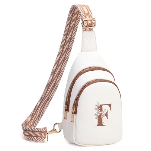 Viverte Umhängetasche für Damen, Initialen-Umhängetasche, Gürteltasche, personalisiertes Geschenk für Mutter, Frau, Frau, Beige mit Braun, F Viverte Umhängetasche für Damen, Initialen-Umhängetasche, Gürteltasche, personalisiertes Geschenk für Mutter, Frau, Frau, Beige mit Braun, F von Viverte