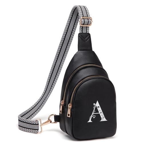 Viverte Umhängetasche für Damen, Initialen-Umhängetasche, Gürteltasche, personalisiertes Geschenk für Mutter, Frau, Frau, Schwarz, A Viverte Umhängetasche für Damen, Initialen-Umhängetasche, Gürteltasche, personalisiertes Geschenk für Mutter, Frau, Frau, Schwarz, A von Viverte