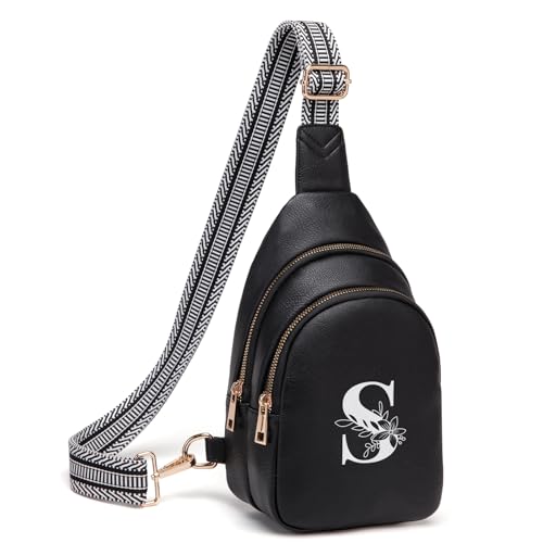 Viverte Umhängetasche für Damen, Initialen-Umhängetasche, Gürteltasche, personalisiertes Geschenk für Mutter, Frau, Frau, Schwarz, Größe S: Viverte Umhängetasche für Damen, Initialen-Umhängetasche, Gürteltasche, personalisiertes Geschenk für Mutter, Frau, Frau, Schwarz, Größe S: von Viverte