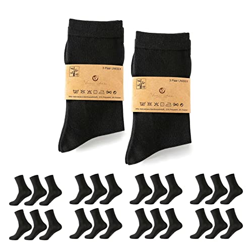 Vivi Idee® 24 Paar Premium Bambus Business Socken, schwarze Strümpfe Anzugsocken, Damen und Herren, anti Schweiß, atmungsaktive (43-46, regular, Schwarz) von Vivi Idee