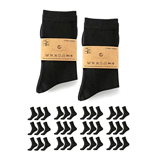 Vivi Idee® 36 Paar Premium Bambus Business Socken, schwarze Strümpfe Anzugsocken, Damen und Herren, anti Schweiß, atmungsaktive (47-50, regular, Schwarz) von Vivi Idee