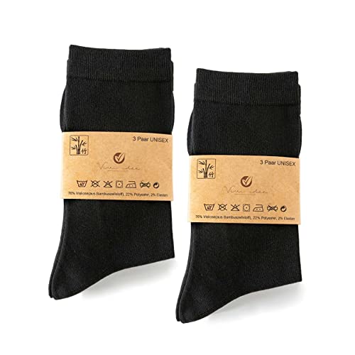 Vivi Idee® 6 Paar Premium Bambus Business Socken, schwarze Strümpfe Anzugsocken, Damen und Herren, anti Schweiß, atmungsaktive (39-42, regular, Schwarz) von Vivi Idee