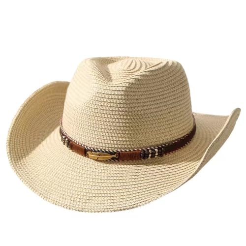 Vivi Idee® Cowboyhut Strohhut Unisex, Sonnenhut Westernhut Faltbar, Sommerhut Strandmütze (Papier, Beige-Goldene Blätter) von Vivi Idee
