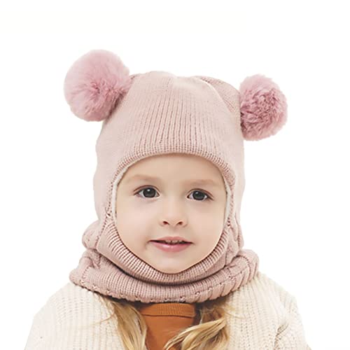 Vivi Idee® Kinder Schlupfmütze Schalmützen Sturmhaube Balaclava für Mädchen ab 3 Jahre Fleece Wollmütze Strickmütze Wintermütze Mädchen (blassrosa) von Vivi Idee