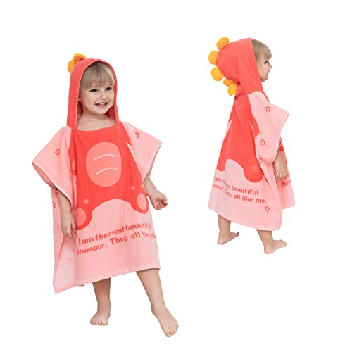 Vivi Idee Badetuch Kapuzenhandtuch 100% Baumwolle Badeponcho Bademäntel Kinder Baby Towel, aus Krokodil Dino Motiv, weiches und super saugfähiges, 0-6 Jahre, (Rosa, Dinosaurier) von Vivi Idee