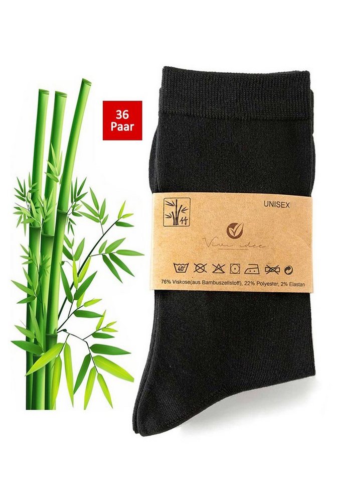 Vivi Idee Businesssocken 6-36 Paar Bambussocken schwarz, Strümpfe Anzugsocken, Damen Herren (36-Paar) verstärkte Spitze, anti Schweiß von Vivi Idee