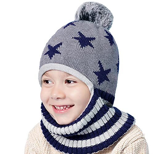 Vivi Idee Kinder Schlupfmütze Schalmützen Sturmhaube Balaclava für ab 4 Jahre Fleece Wollmütze Strickmütze Wintermütze Jungen (Grau) von Vivi Idee