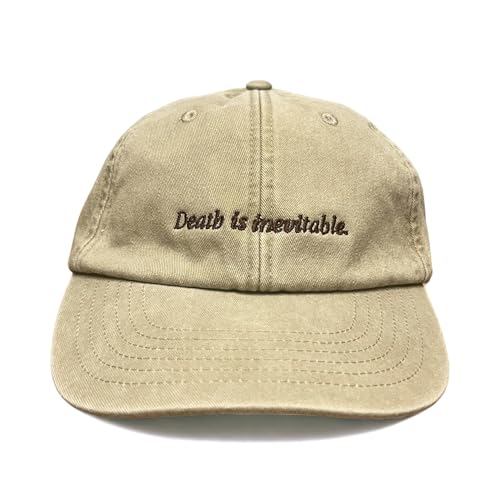 Vivian Flytrap Unisex Death is Inevitable Gewaschen Bestickt Dad Baseballkappe - Beige von Vivian Flytrap