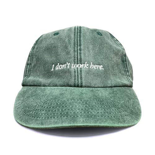 Vivian Flytrap Unisex I Don't Work Here Gewaschen Bestickt Dad Baseballkappe - Bottle Green von Vivian Flytrap