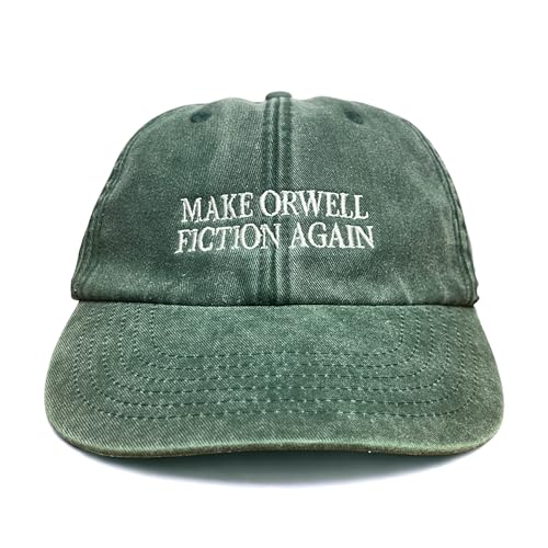 Vivian Flytrap Unisex Make Orwell Fiction Again Gewaschen Bestickt Dad Baseballkappe - Bottle Green von Vivian Flytrap