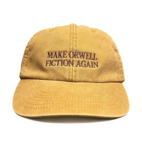 Vivian Flytrap Unisex Make Orwell Fiction Again Gewaschen Bestickt Dad Baseballkappe - Mustard von Vivian Flytrap